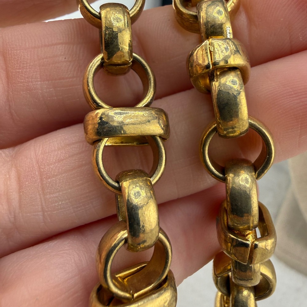 Vintage Carolee Necklace Gold Tone Chunky Rolo Link Toggle Statement 15in